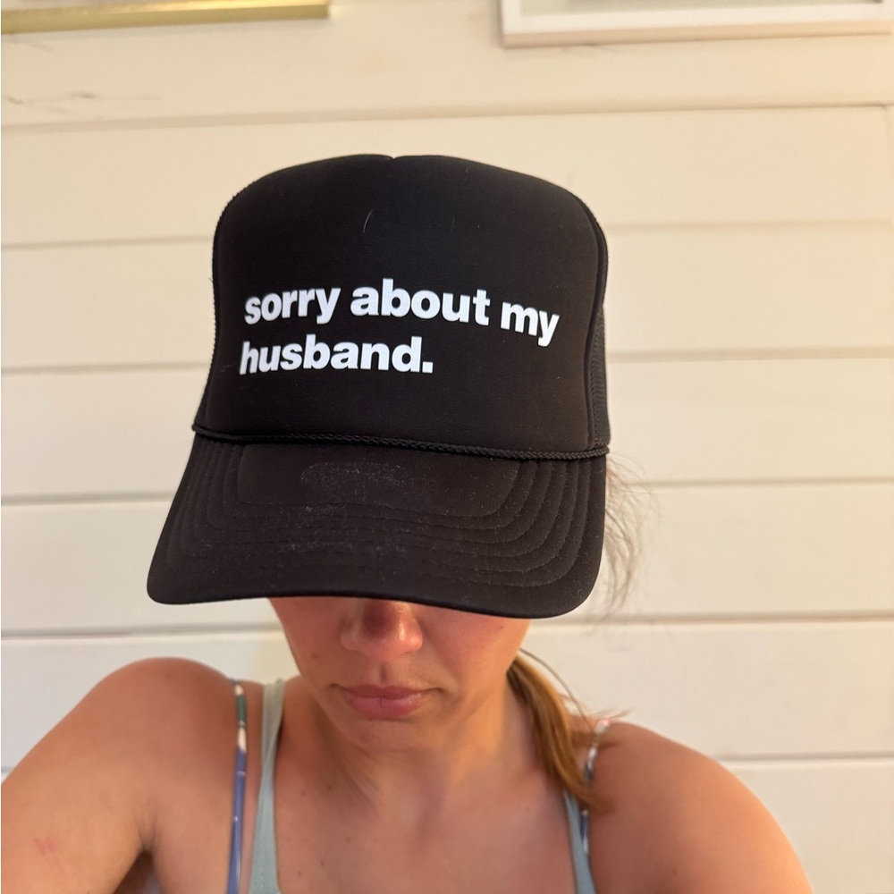OTTO Black Mesh "Sorry About My Husband" Trucker Hat
